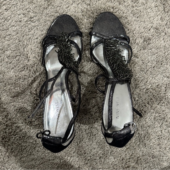 Nine West silver sparkly 3.5inch heels - Picture 2 of 6